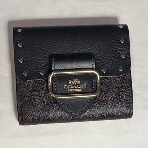 Coach Black Leather Wallet with Gold Buckle
